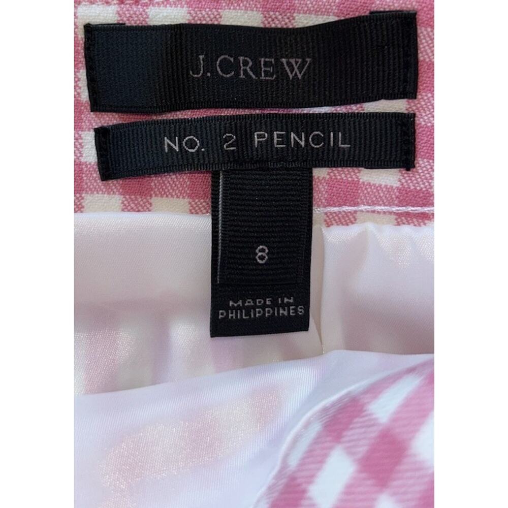 J. Crew No. 2 Pencil Skirt Women's Size 8 Pink White Gingham Classic Fully Lined - Picture 7 of 10